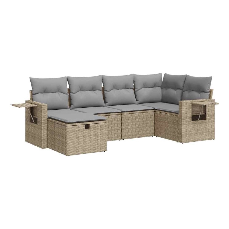 vidaXL 6 Piece Steel Sofa Set in Beige