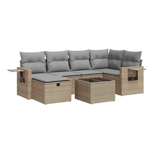 vidaXL 7 Piece Steel Sofa Set in Beige