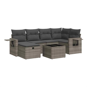 vidaXL 7 Piece Poly Rattan Sofa Set in Gray