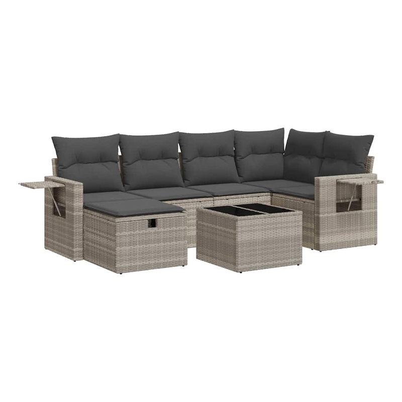 vidaXL 7 Piece Poly Rattan Sofa Set in Gray