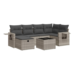 vidaXL 7 Piece Poly Rattan Sofa Set in Gray