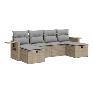 vidaXL 6 Piece Sofa Set in Gray/Beige