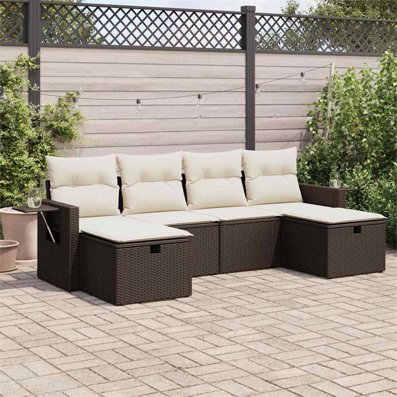 vidaXL 6 Piece Large Sofa Set in Brown
