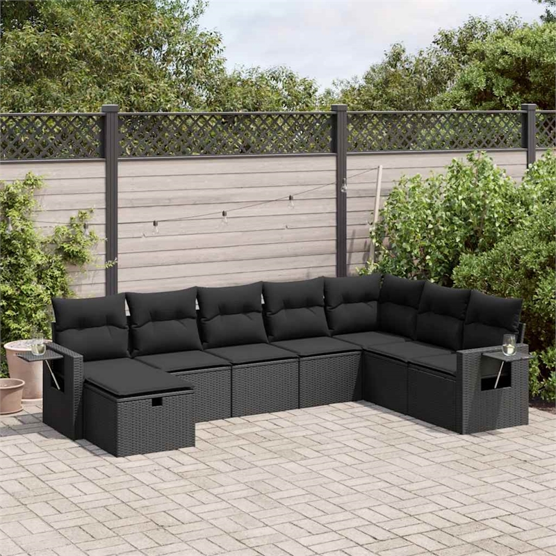 vidaXL 8 Piece Steel Sofa Set in Black
