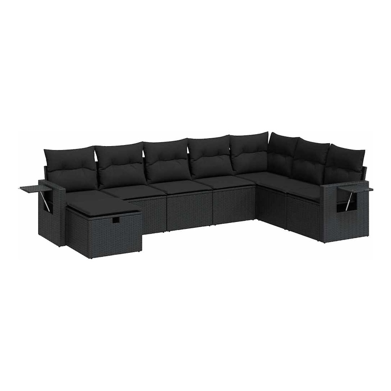 vidaXL 8 Piece Steel Sofa Set in Black