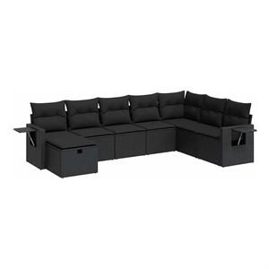 vidaXL 8 Piece Steel Sofa Set in Black