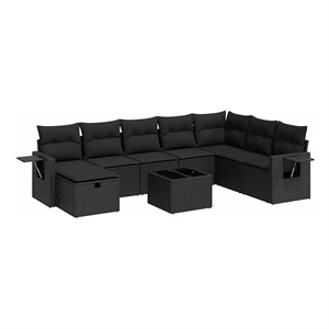 vidaXL 9 Piece Poly Rattan Sofa Set in Black