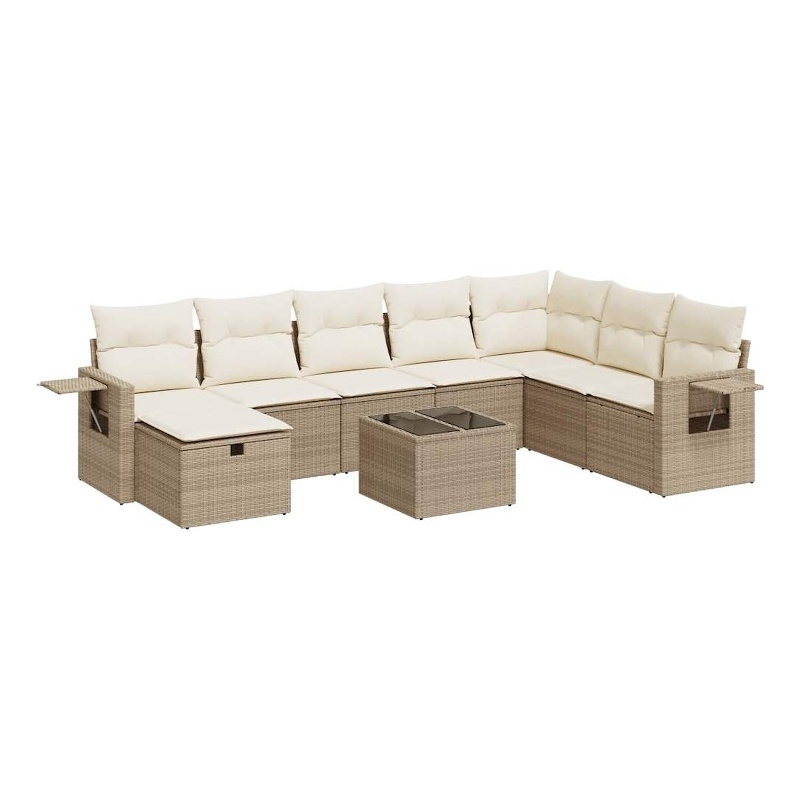 vidaXL 9 Piece Steel Large Sofa Set in Beige