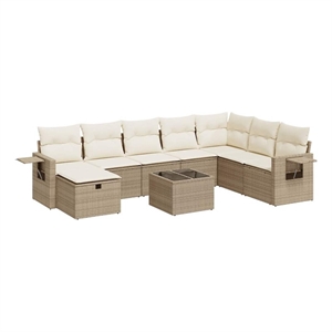 vidaXL 9 Piece Steel Large Sofa Set in Beige
