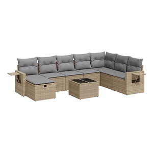 vidaXL 9 Piece Steel Sofa Set in Beige