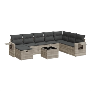 vidaXL 9 Piece Steel Sofa Set in Gray
