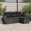 vidaXL 4 Piece Poly Rattan Sofa Set in Black