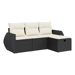 vidaXL 4 Piece Poly Rattan Medium Sofa Set in Black