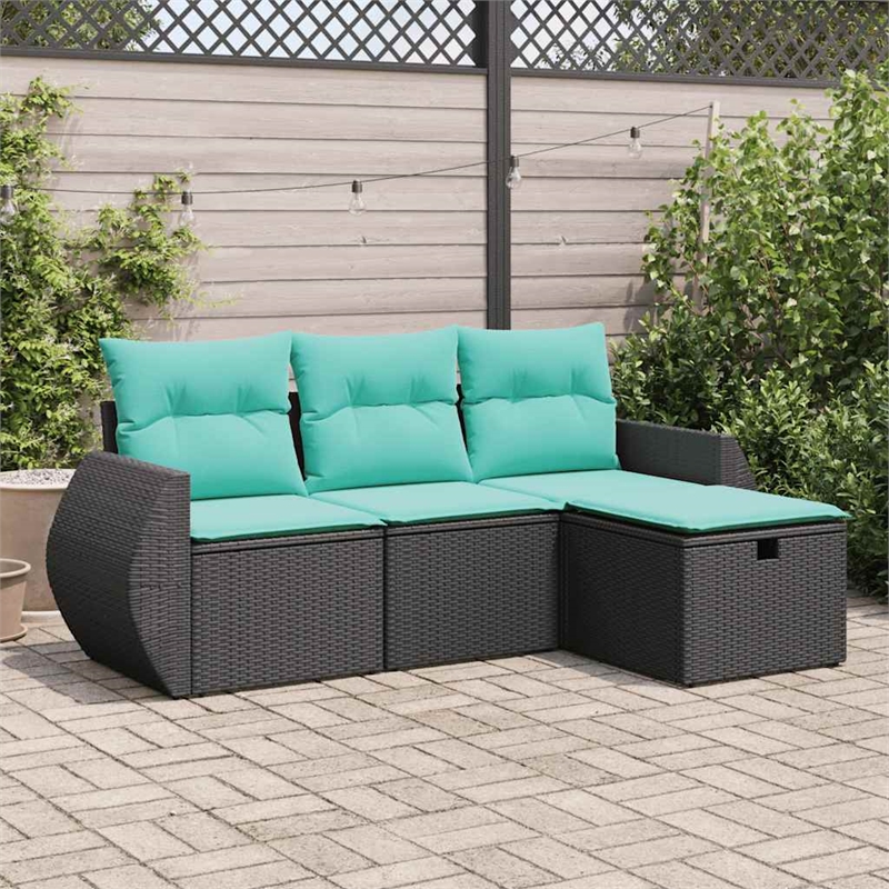 vidaXL 4 Piece Sofa Set in Black