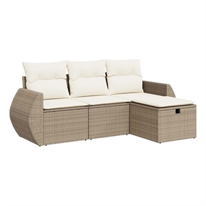 vidaXL 4 Piece Steel Sofa Set in Beige