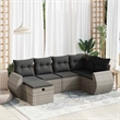 vidaXL 6 Piece Poly Rattan Patio Sofa Set in Gray