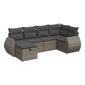 vidaXL 6 Piece Poly Rattan Patio Sofa Set in Gray