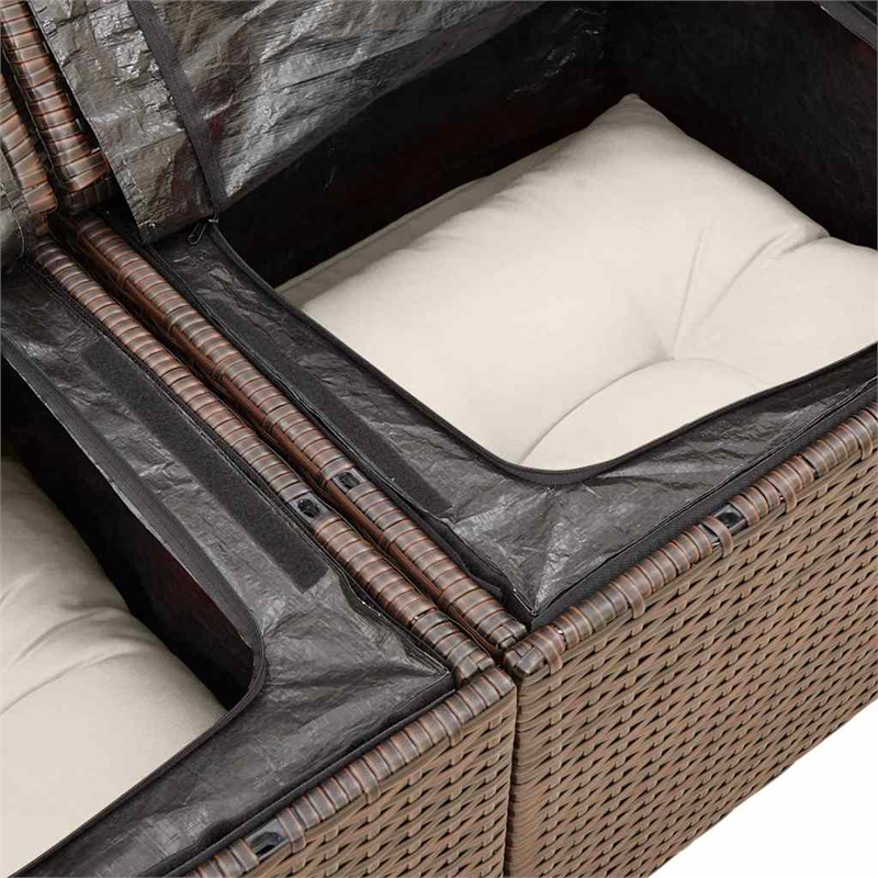 vidaXL 6 Piece Poly Rattan Sofa Set in Brown