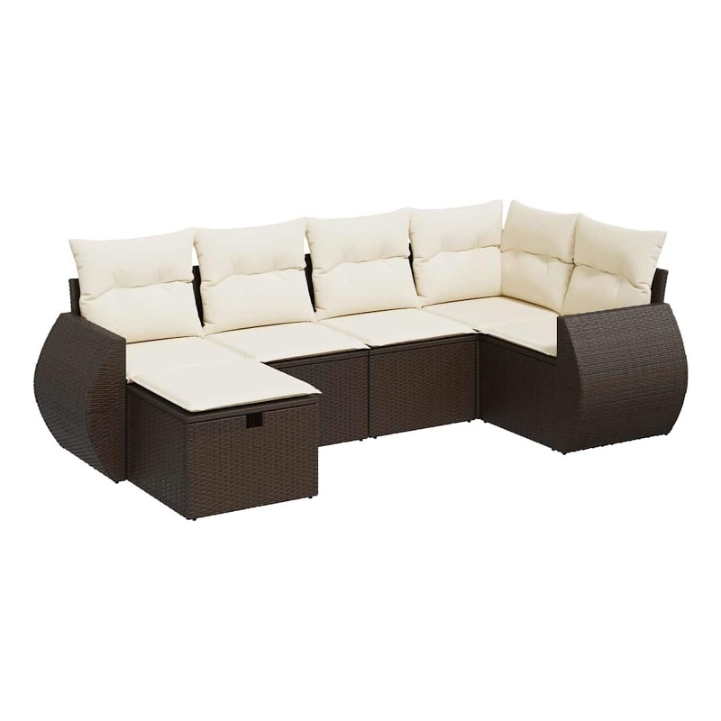 vidaXL 6 Piece Poly Rattan Sofa Set in Brown