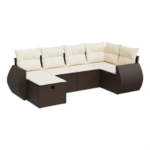 vidaXL 6 Piece Poly Rattan Sofa Set in Brown