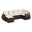 vidaXL 6 Piece Poly Rattan Sofa Set in Brown