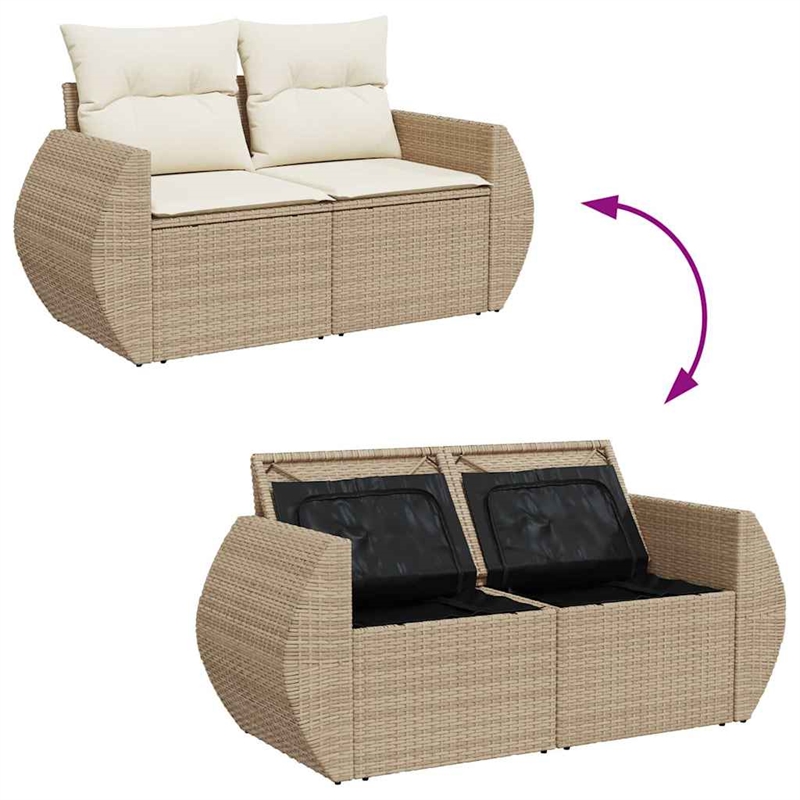vidaXL 7 Piece Steel Sofa Set in Beige