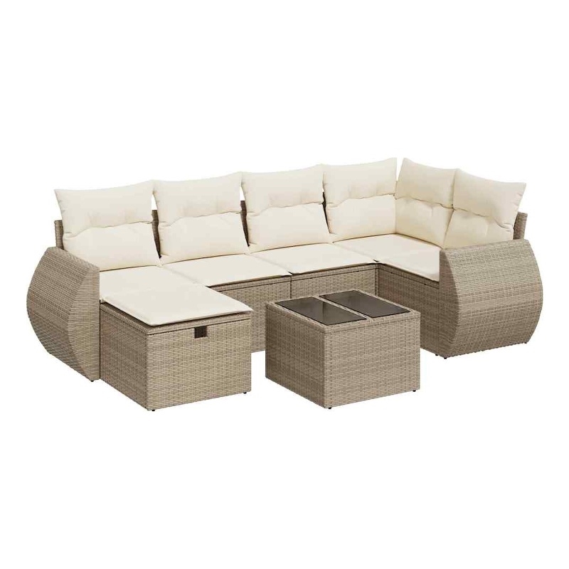 vidaXL 7 Piece Steel Sofa Set in Beige
