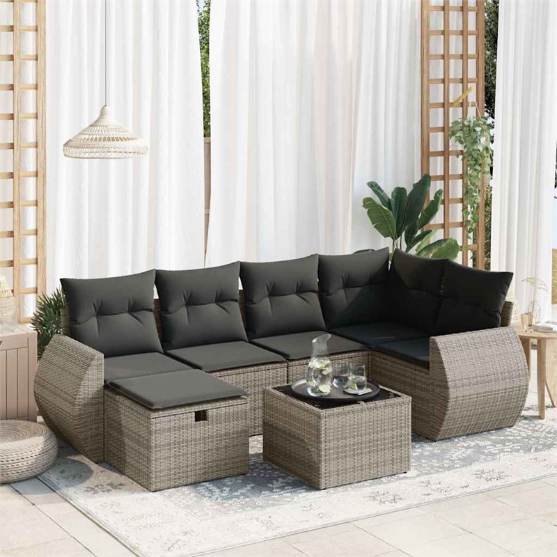 vidaXL 7 Piece Steel Sofa Set in Gray
