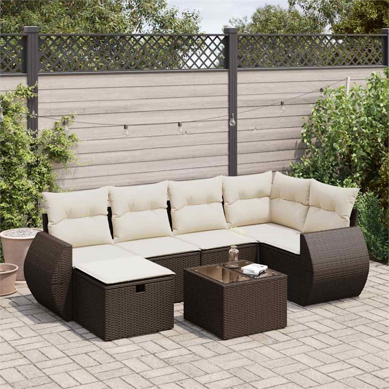 vidaXL 7 Piece Poly Rattan Patio Sofa Set