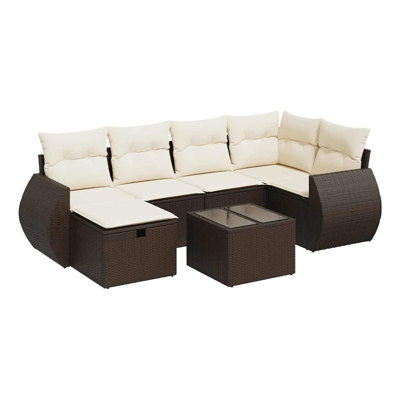 vidaXL 7 Piece Poly Rattan Patio Sofa Set