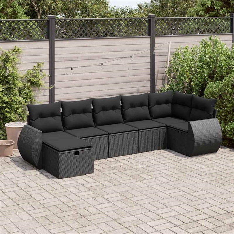 vidaXL 7 Piece Sofa Set in Black