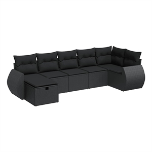 vidaXL 7 Piece Sofa Set in Black