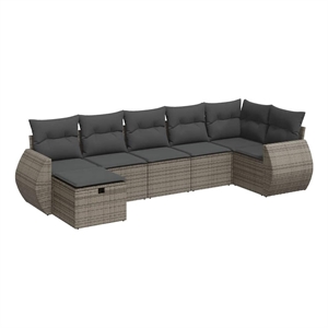 vidaXL 7 Piece Poly Rattan Sofa Set in Gray