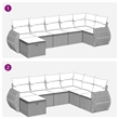 vidaXL 7 Piece Steel Sofa Set in White/Brown/Cream