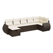 vidaXL 7 Piece Steel Sofa Set in White/Brown/Cream