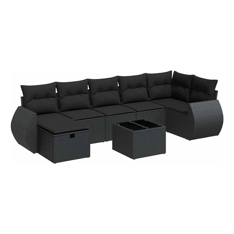 vidaXL 8 Piece Poly Rattan Sofa Set in Black