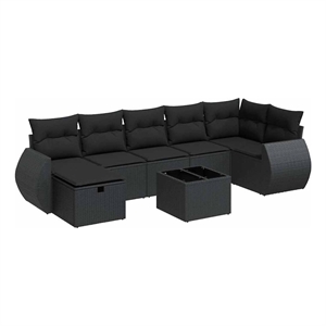 vidaXL 8 Piece Poly Rattan Sofa Set in Black