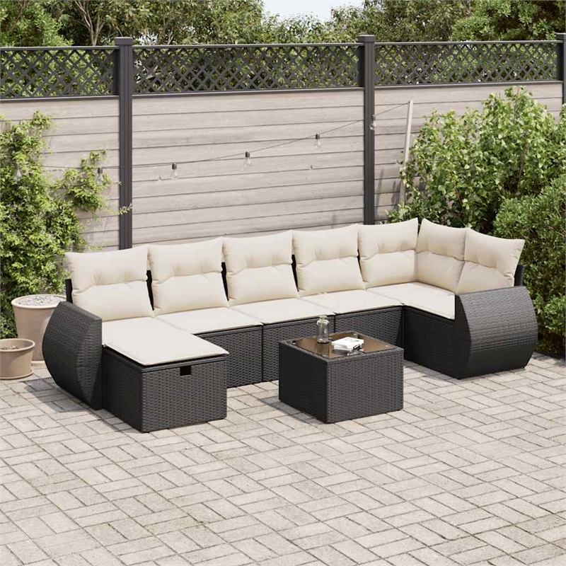 vidaXL 8 Piece Sofa Set in Black/White/Cream