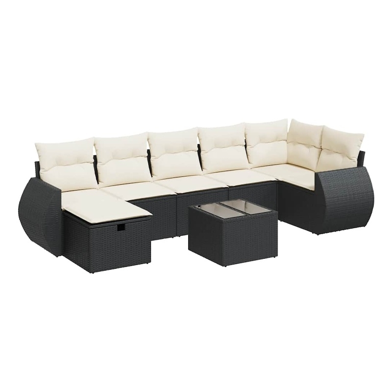 vidaXL 8 Piece Sofa Set in Black/White/Cream