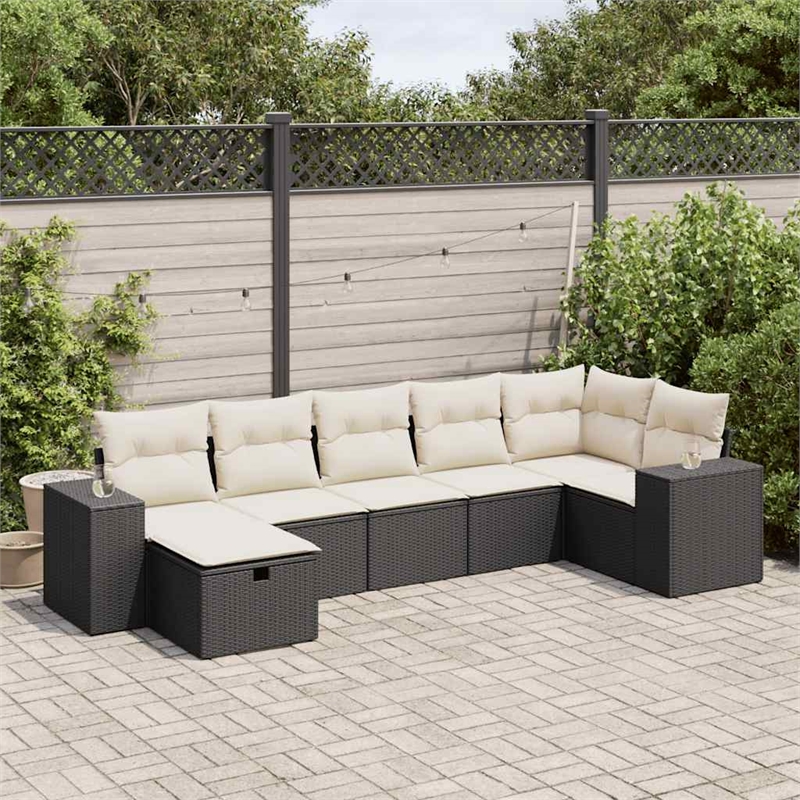 vidaXL 7 Piece Large Sofa Set in Black