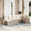 vidaXL 7 Piece Steel Sofa Set in White/Cream/Beige