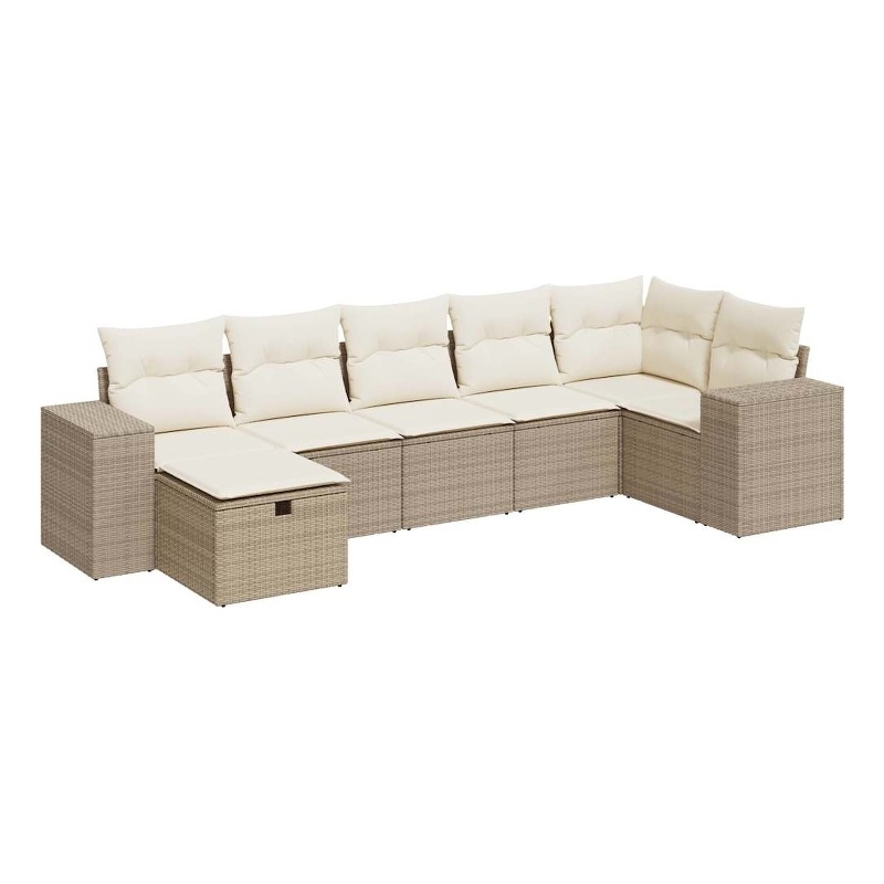 vidaXL 7 Piece Steel Sofa Set in White/Cream/Beige