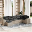 vidaXL 7 Piece Poly Rattan Large Sofa Set in Gray