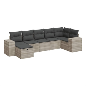 vidaXL 7 Piece Poly Rattan Large Sofa Set in Gray