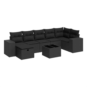 vidaXL 8 Piece Poly Rattan Small Sofa Set in Black