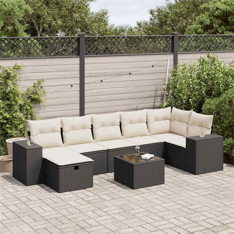 vidaXL 8 Piece Sofa Set in Black/White/Cream