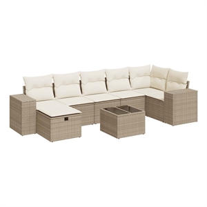 vidaXL 8 Piece Poly Rattan Sofa Set in Beige