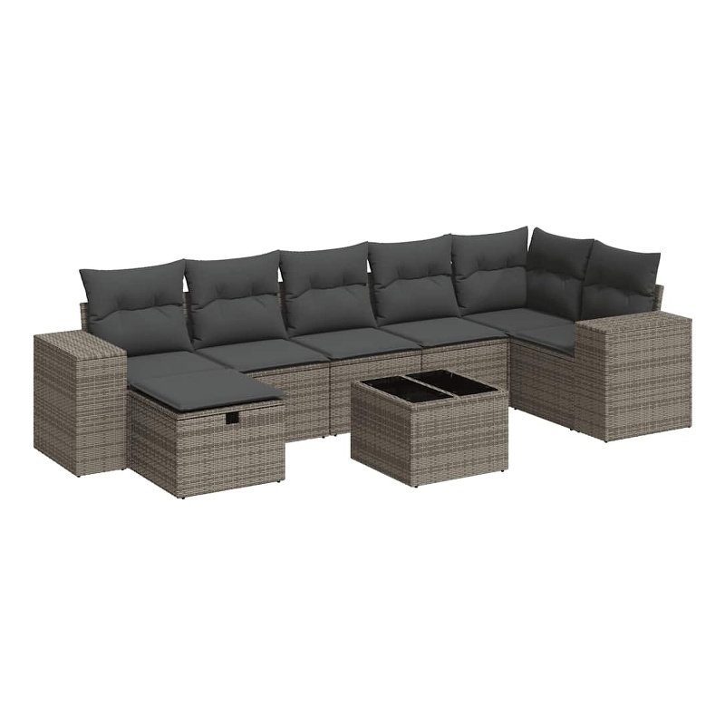 vidaXL 8 Piece Poly Rattan Sofa Set in Gray