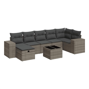 vidaXL 8 Piece Poly Rattan Sofa Set in Gray