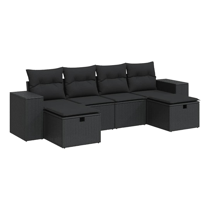 vidaXL 6 Piece Steel Sofa Set in Black